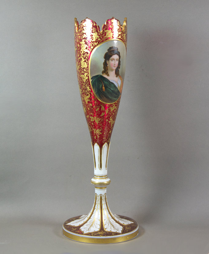 Moser Karlsbad ruby portrait vase