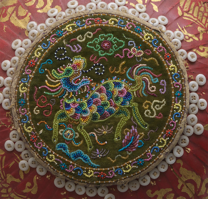 Chinese beaded wedding basket cover